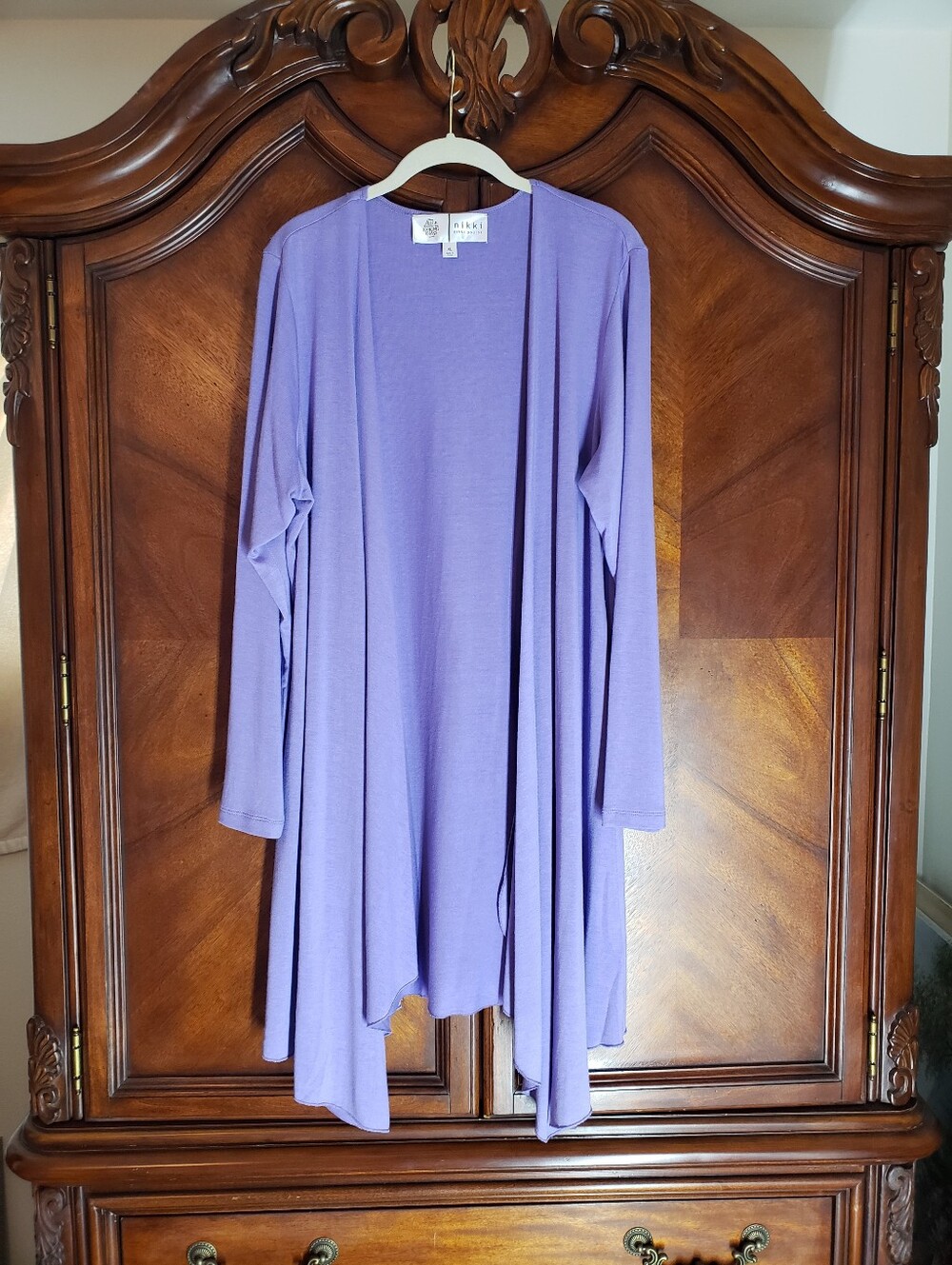 Nikki Poulos Lavender Open-Front Long Cardigan